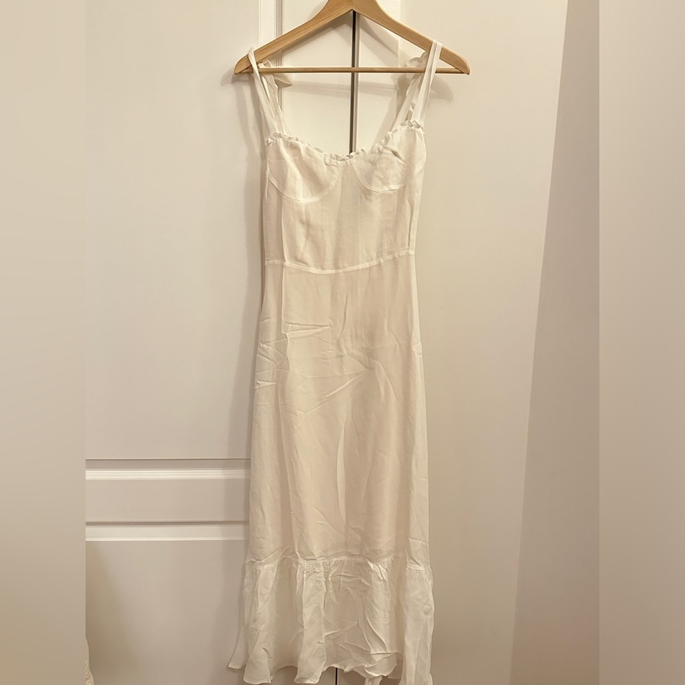 NEW Reformation Nikita Midi Dress in White Ivory Tie Straps Bridal | size 6 - Picture 5 of 10